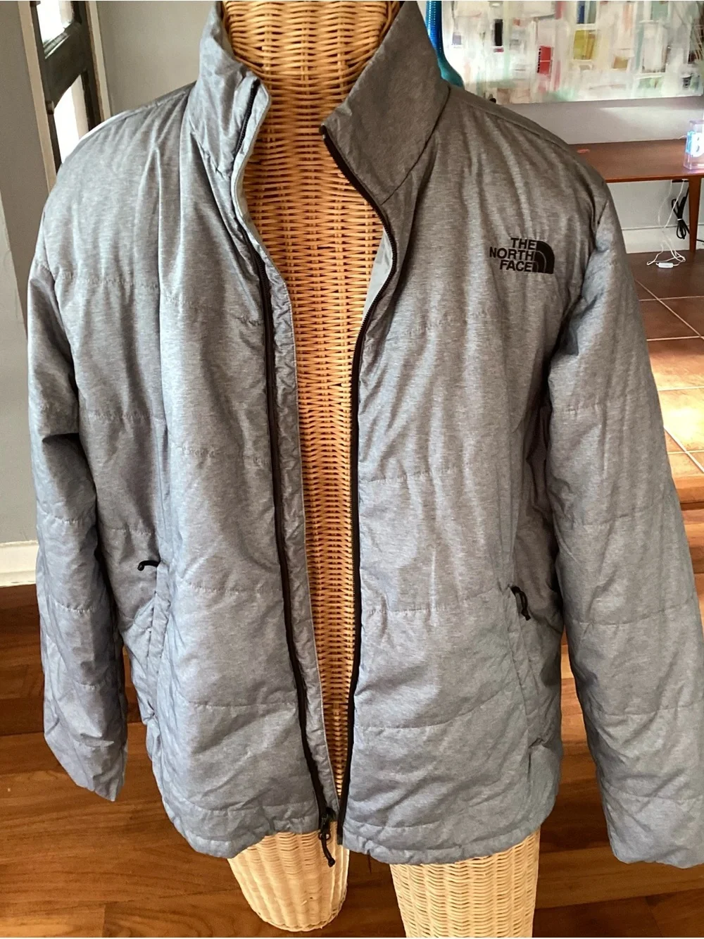 The North Face Men's Light Gray Quilted Puffer Jacket